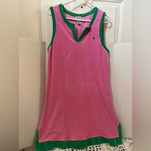 Vintage Lilly Pulitzer Pink and Green Sleeveless terry swimsuit coverup